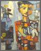Junge mit Katze, 1960,  l/Holz,  77x72 cm (reserviert)
