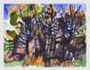 verbrannte Bume, Ischia, 1970,  Aquarell,  35x45 cm (A-70-10)